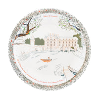 Service complet - Les châteaux de la Loire - 4 grandes assiettes en mélamine Ø 24 cm et 4 assiettes en mélamine Ø 21 cm à dessert.