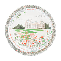 Service complet - Les châteaux de la Loire - 4 grandes assiettes en mélamine Ø 24 cm et 4 assiettes en mélamine Ø 21 cm à dessert.