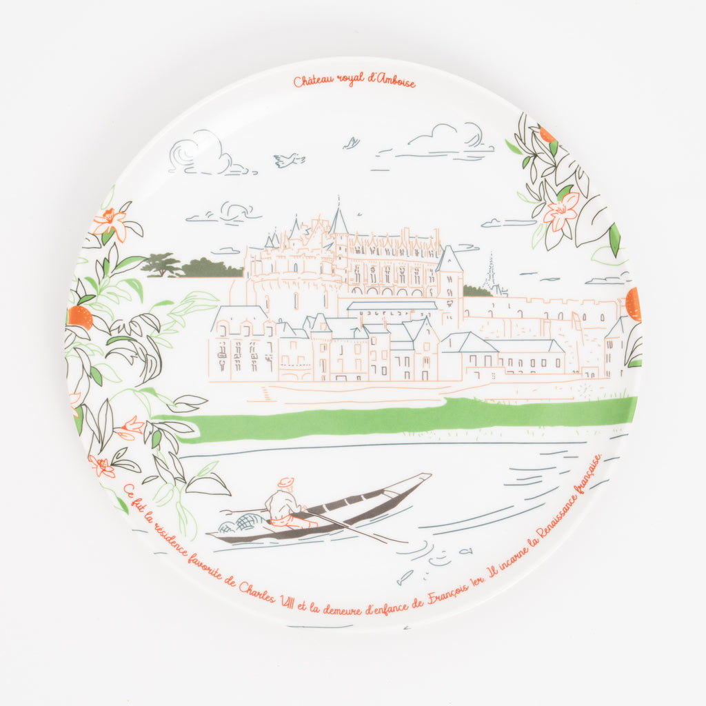 Assiette à dessert en mélamine, Château royal d'Amboise, collection Les Châteaux de la Loire · Ours Blanc Paris