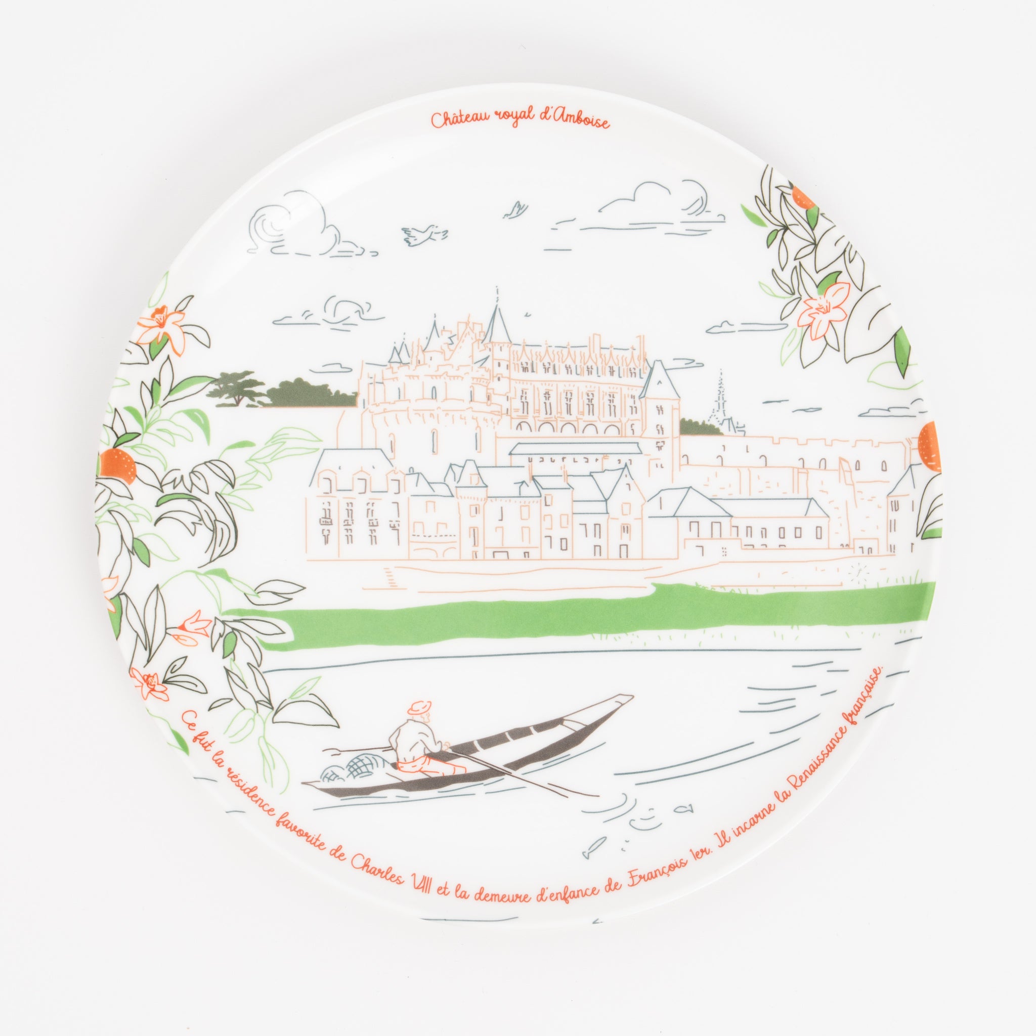 Assiette à dessert en mélamine, Château royal d'Amboise, collection Les Châteaux de la Loire · Ours Blanc Paris