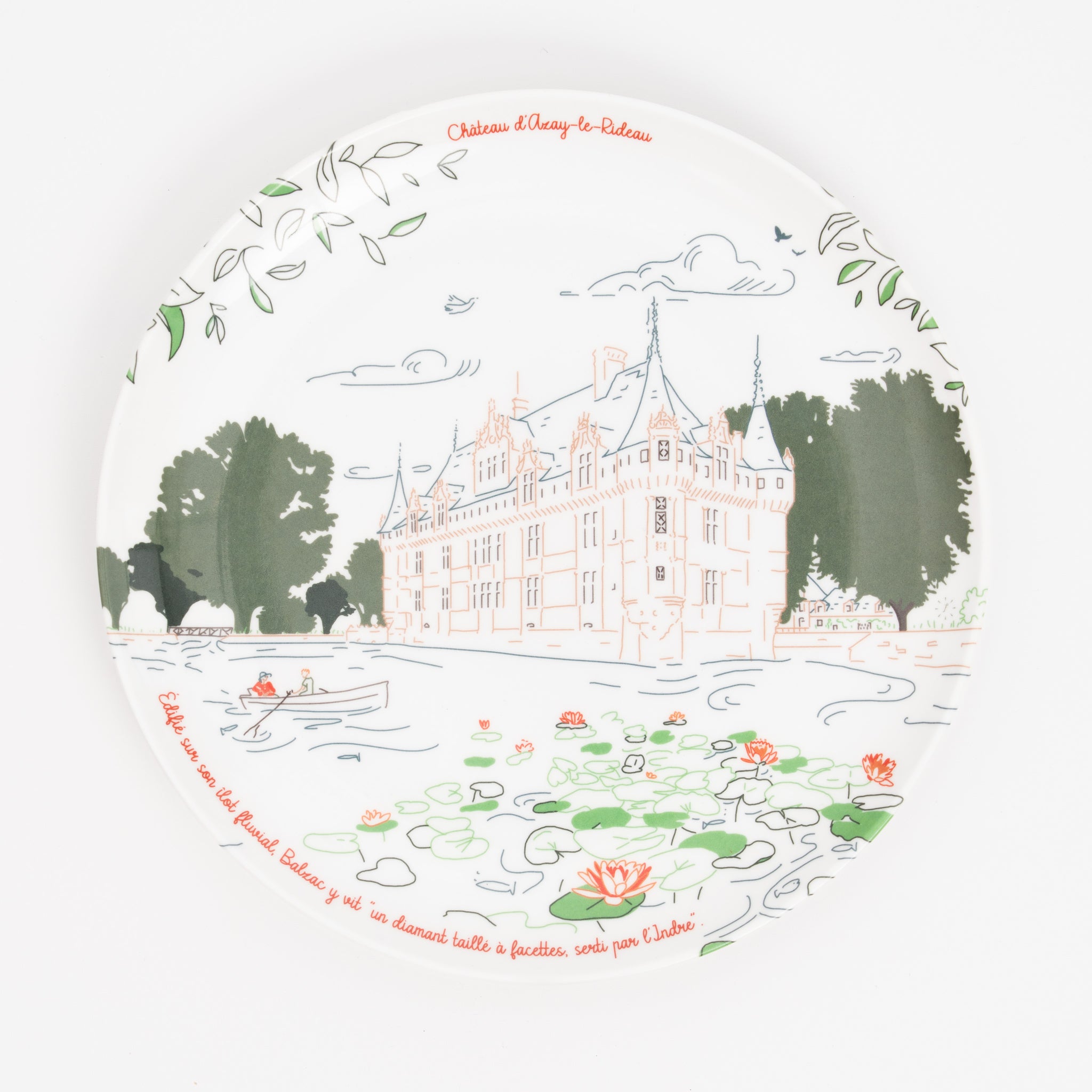 Assiette à dessert en mélamine, Château d'Azay-le-Rideau, collection Les Châteaux de la Loire · Ours Blanc Paris