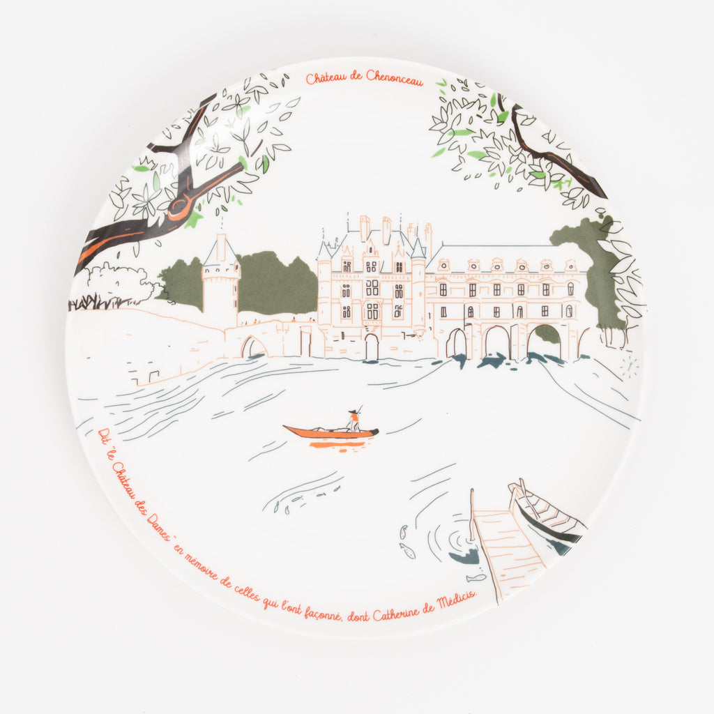 Assiette à dessert en mélamine, Château de Chenonceau, collection Les Châteaux de la Loire · Ours Blanc Paris