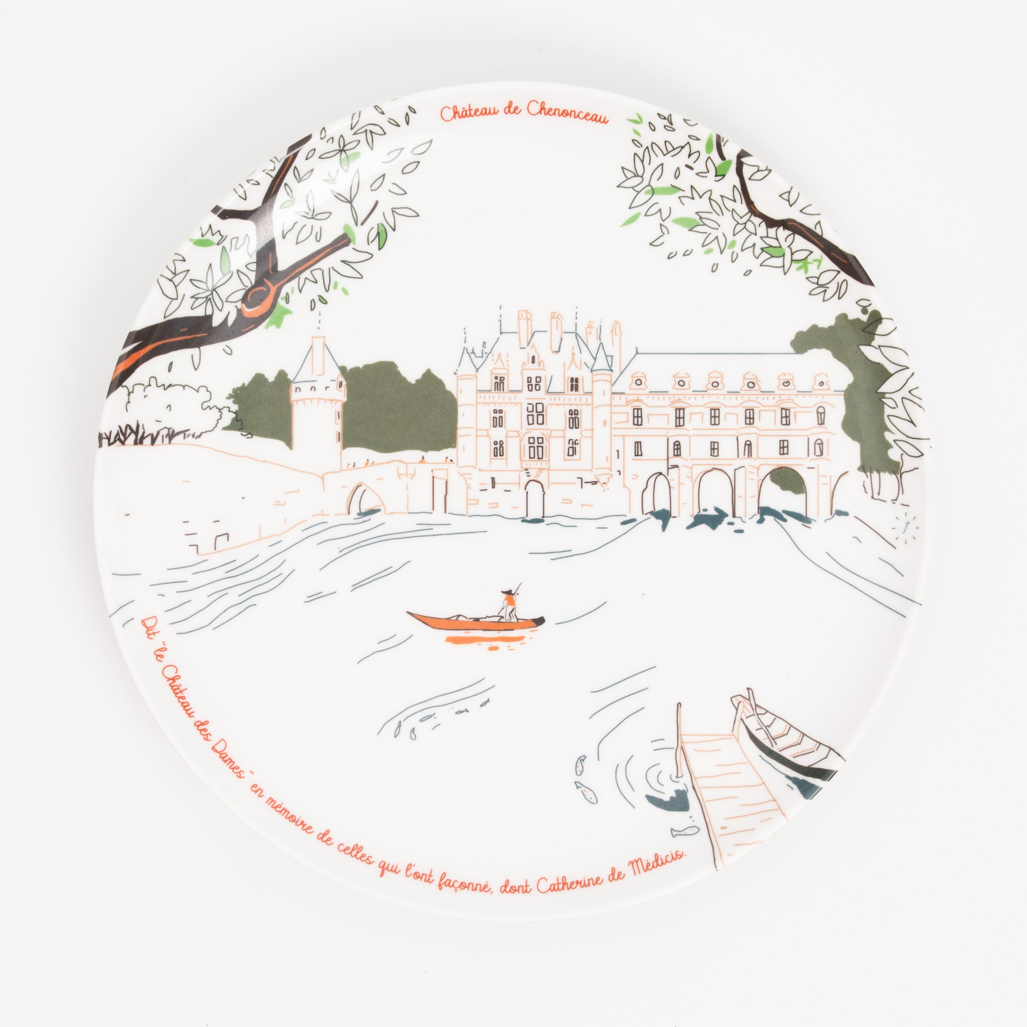 Assiette à dessert en mélamine, Château de Chenonceau, collection Les Châteaux de la Loire · Ours Blanc Paris