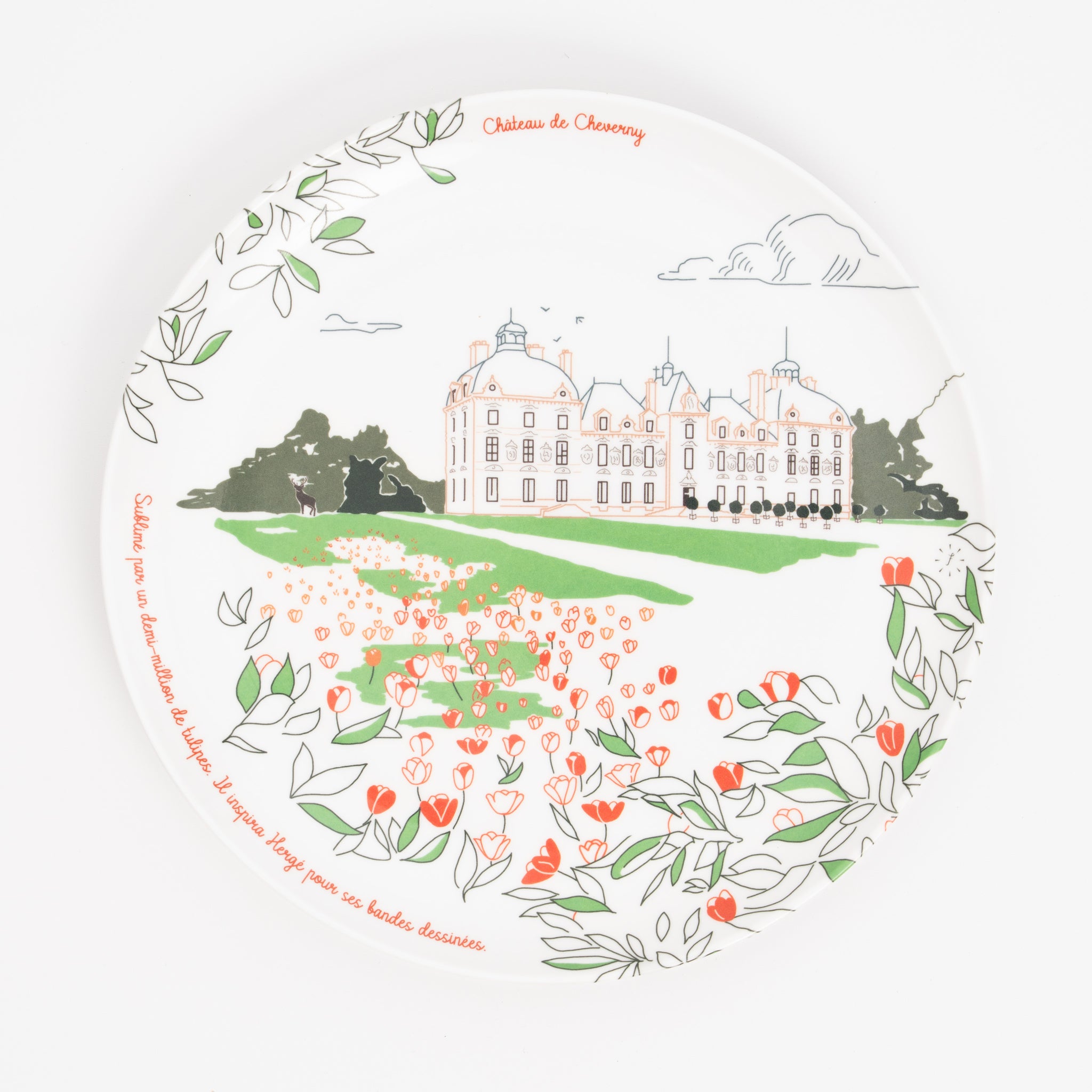 Assiette à dessert en mélamine, Château de Cheverny, collection Les Châteaux de la Loire · Ours Blanc Paris