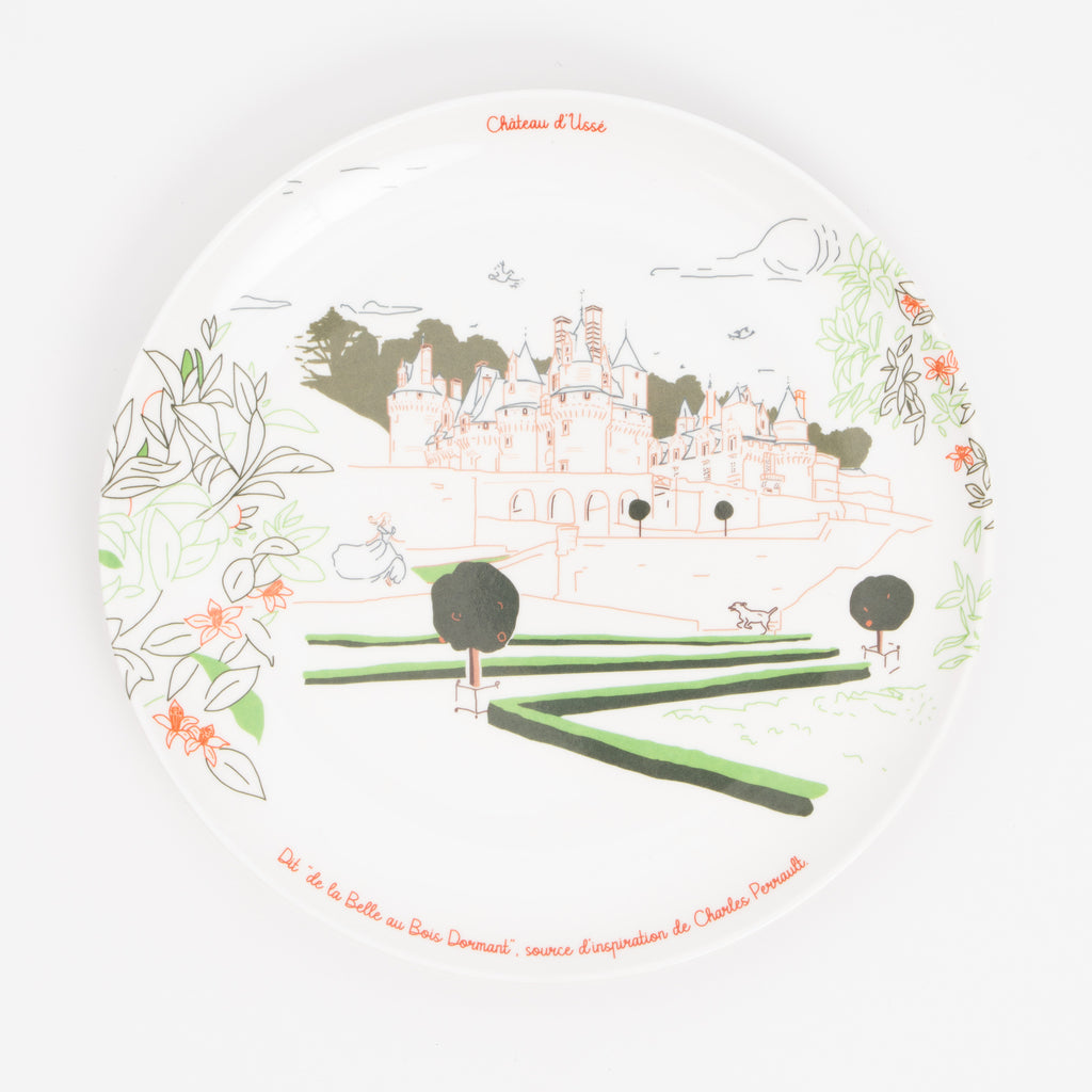 Assiette à dessert en mélamine, Château d'Ussé, collection Les Châteaux de la Loire · Ours Blanc Paris