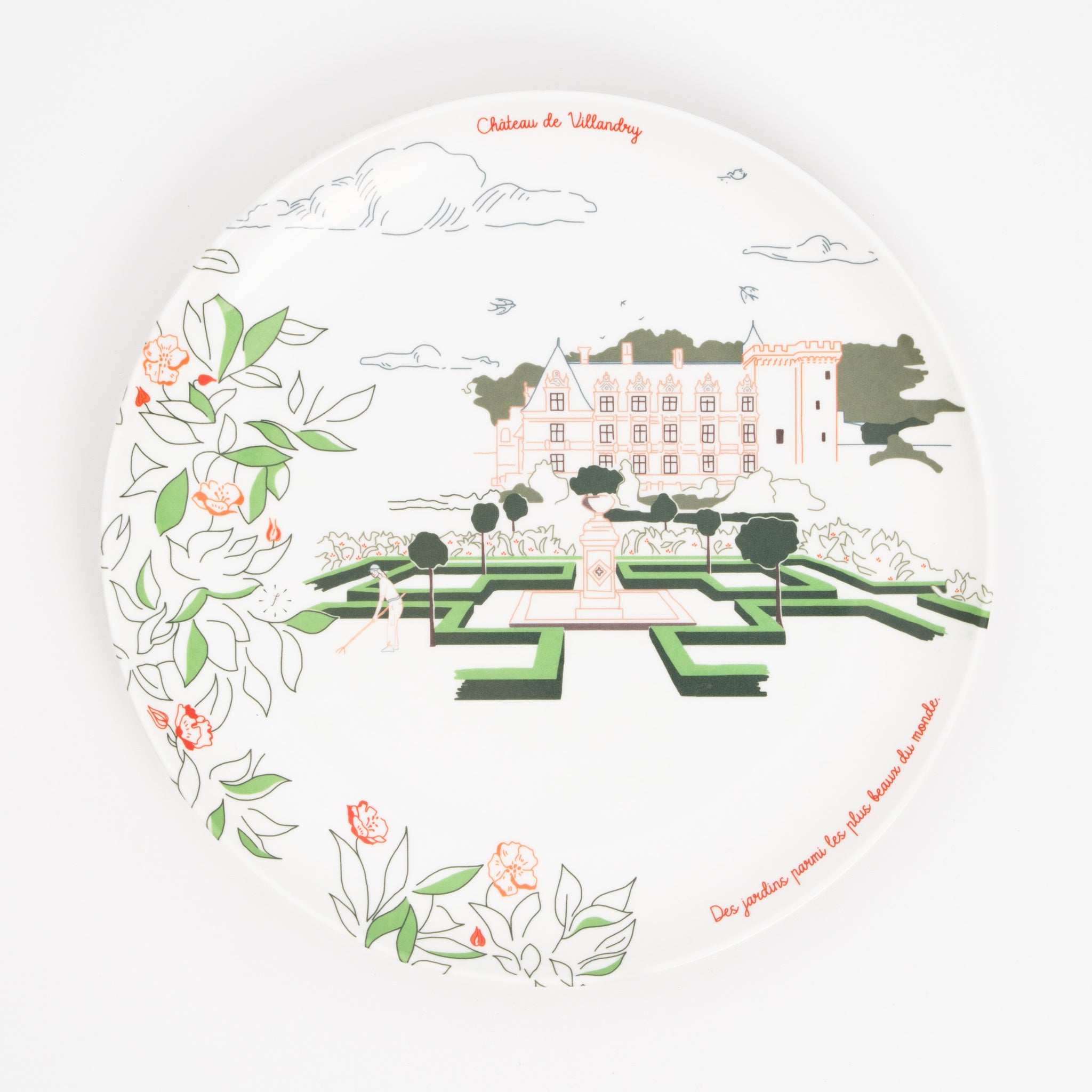 Assiette à dessert en mélamine, Château de Villandry, collection Les Châteaux de la Loire · Ours Blanc Paris