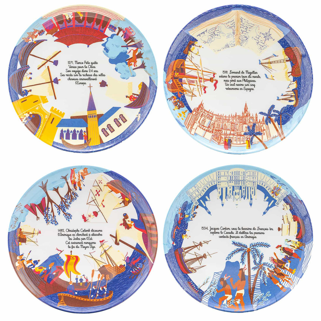 Coffret de 4 Assiettes plates en mélamine à dessert sur l&