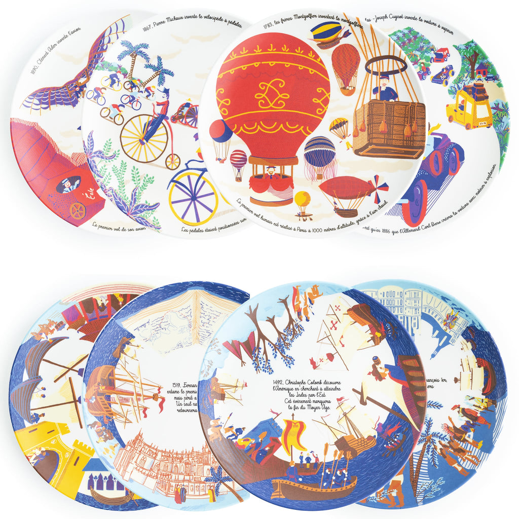 Coffret de 8 assiettes plates en mélamine à dessert 