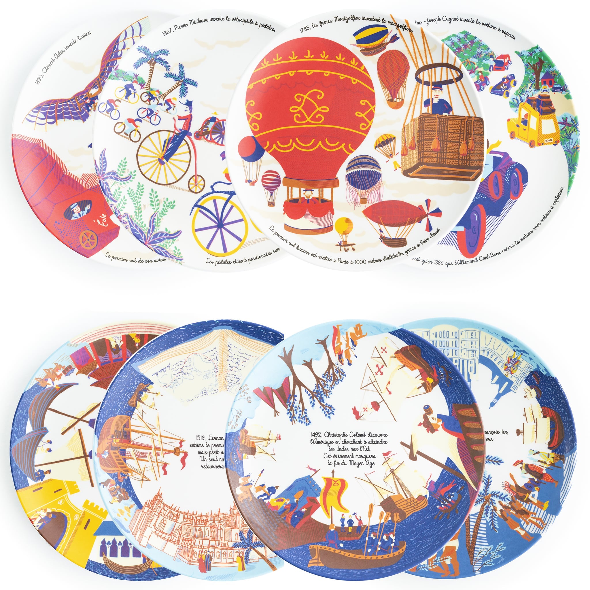 Coffret de 8 assiettes plates en mélamine à dessert 