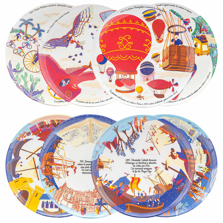 Coffret de 8 assiettes plates en mélamine à dessert 
