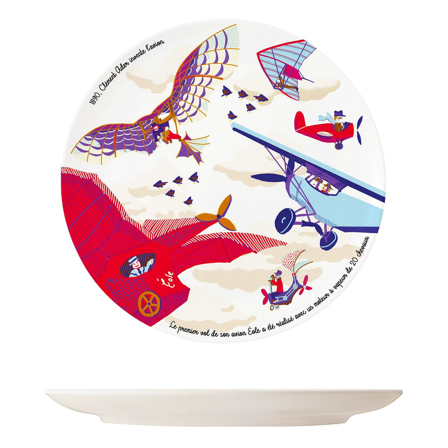 Assiette Melamine Histoire Aviation Ours Blanc Paris