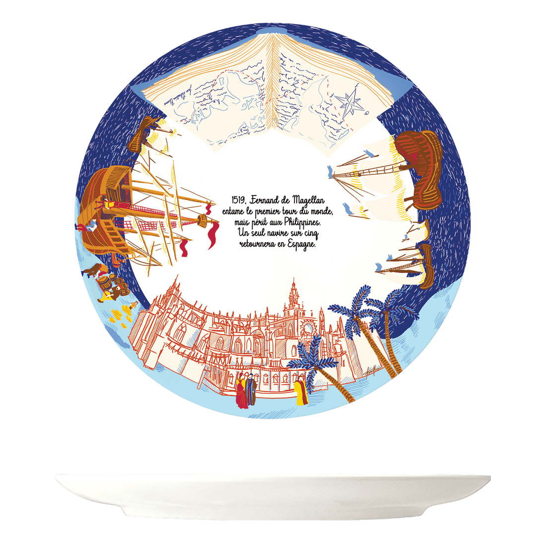 Assiette à dessert - Histoire de Fernand de Magellan