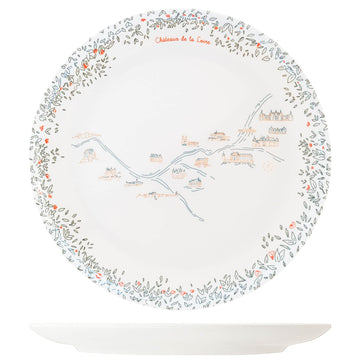 Grande assiette plate en mélamine - Les châteaux de la Loire - Ø 24 cm