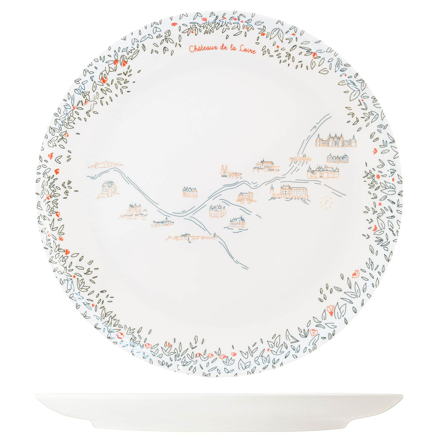 Grande assiette plate en mélamine - Les châteaux de la Loire - Ø 24 cm