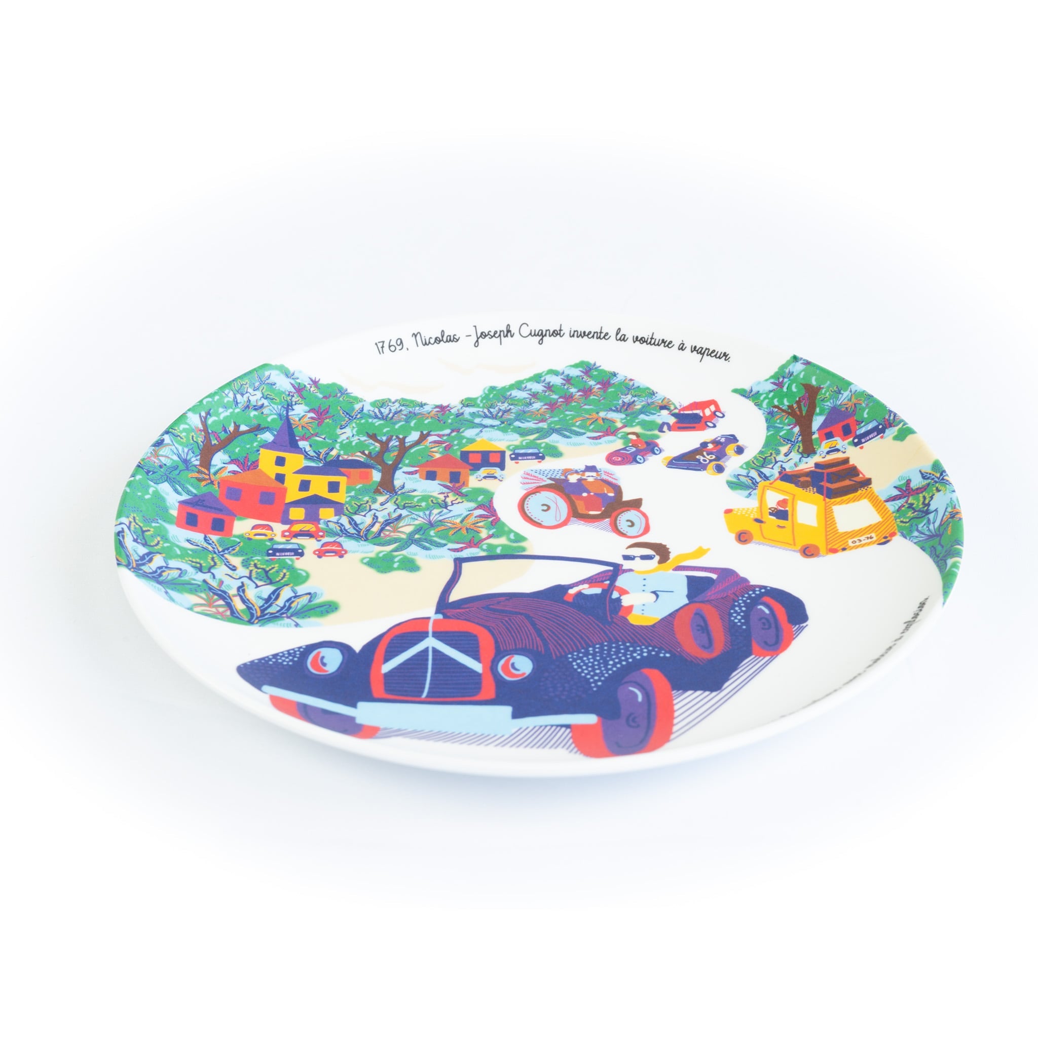 Assiette à dessert en mélamine - Histoire de l'automobile - Ø 21 cm