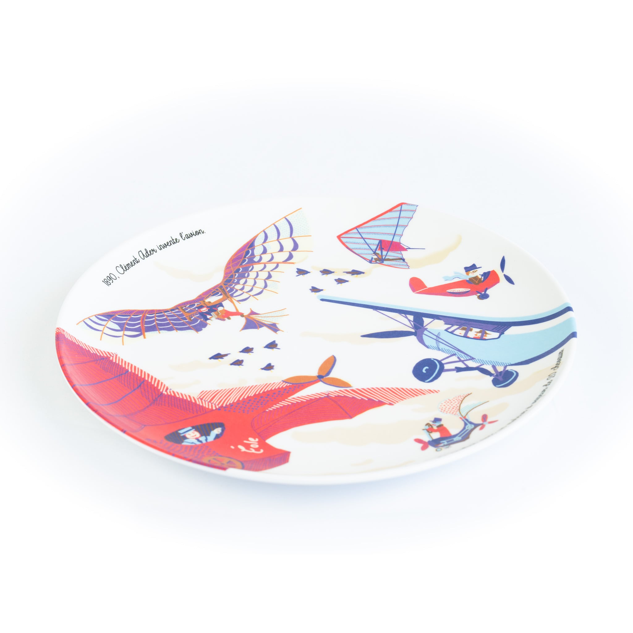 Assiette à dessert en mélamine - Histoire de l'aviation - Ø 21 cm