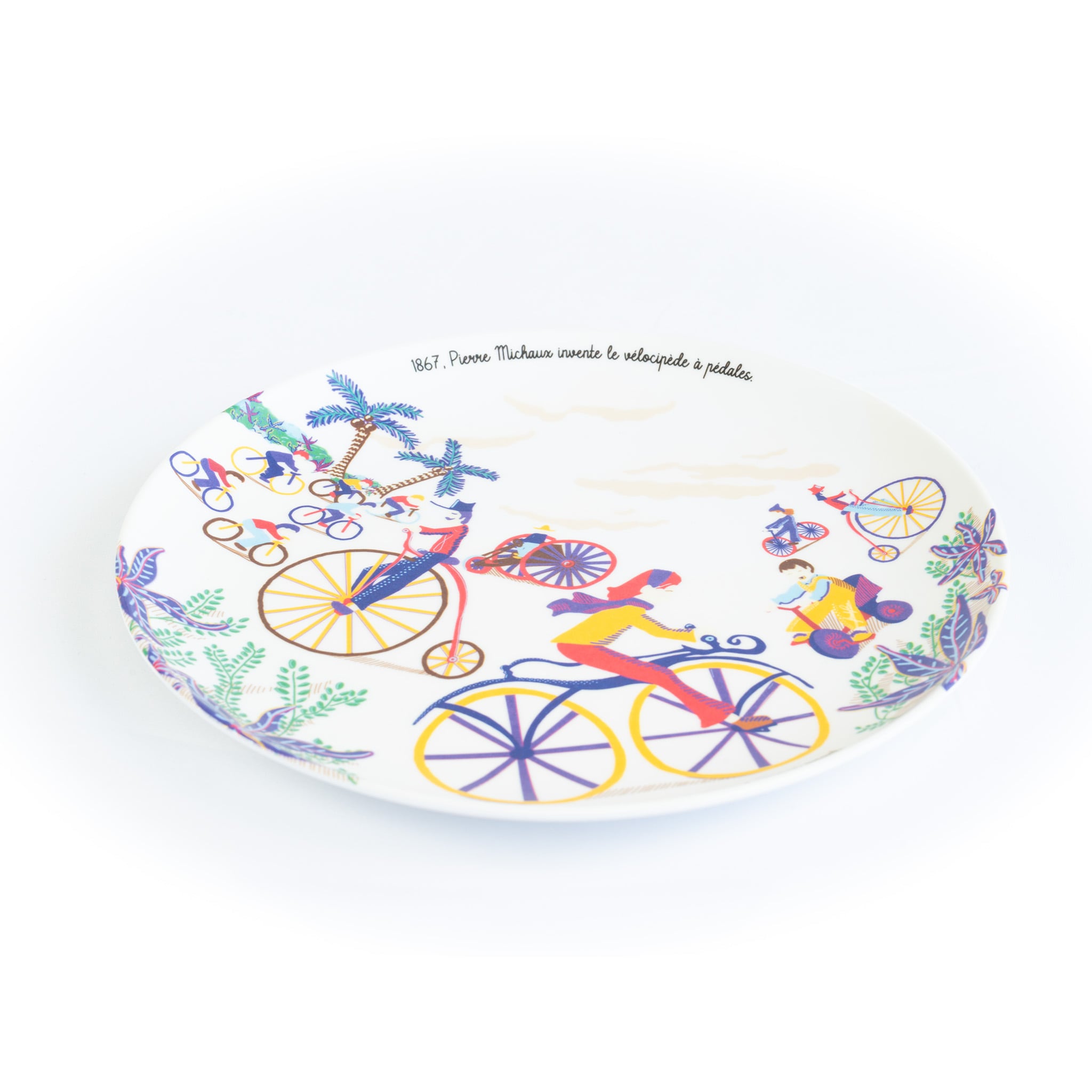 Assiette à dessert en mélamine - Histoire de la bicyclette - Ø 21 cm