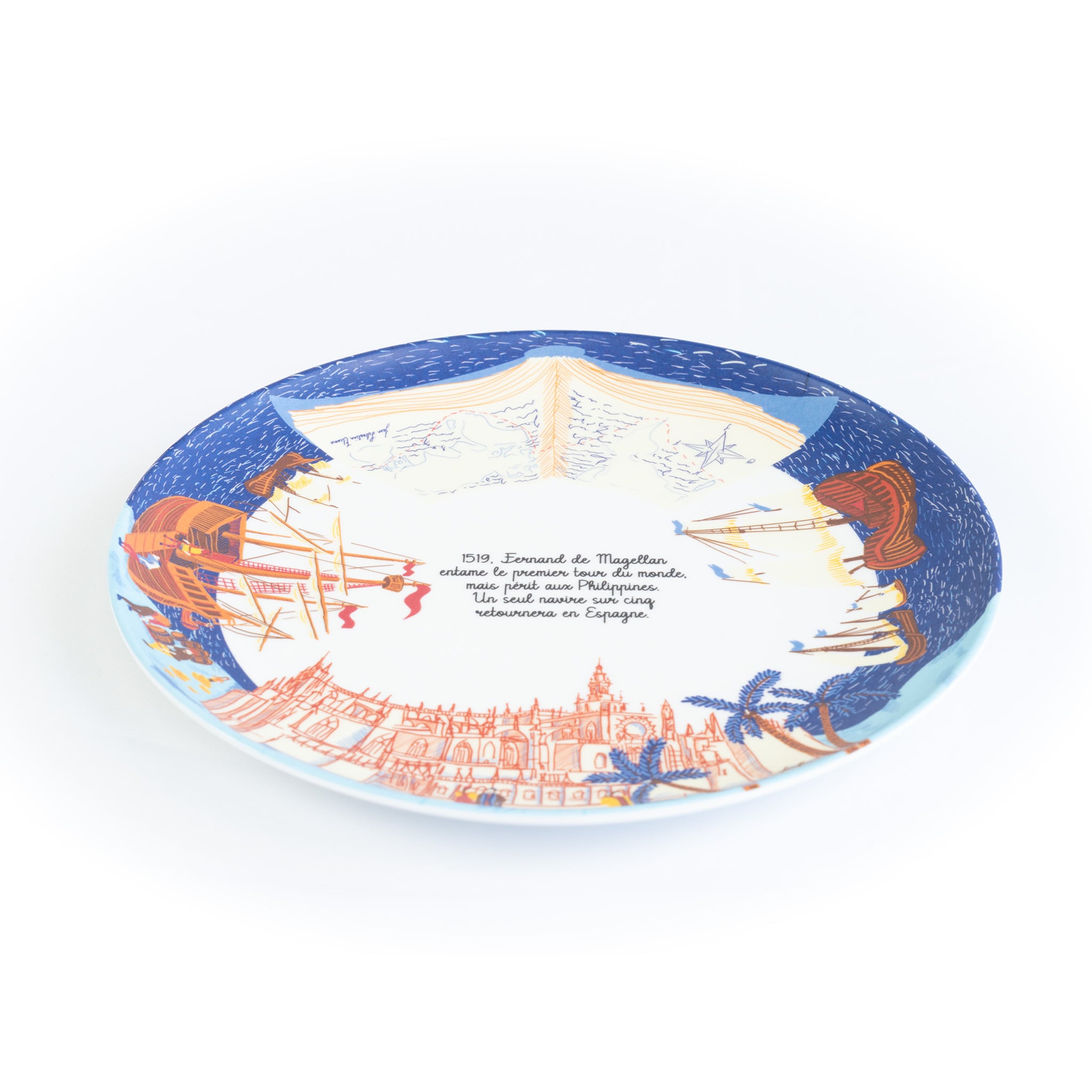 Assiette à dessert en mélamine - Histoire de Fernand de Magellan - Ø 21 cm