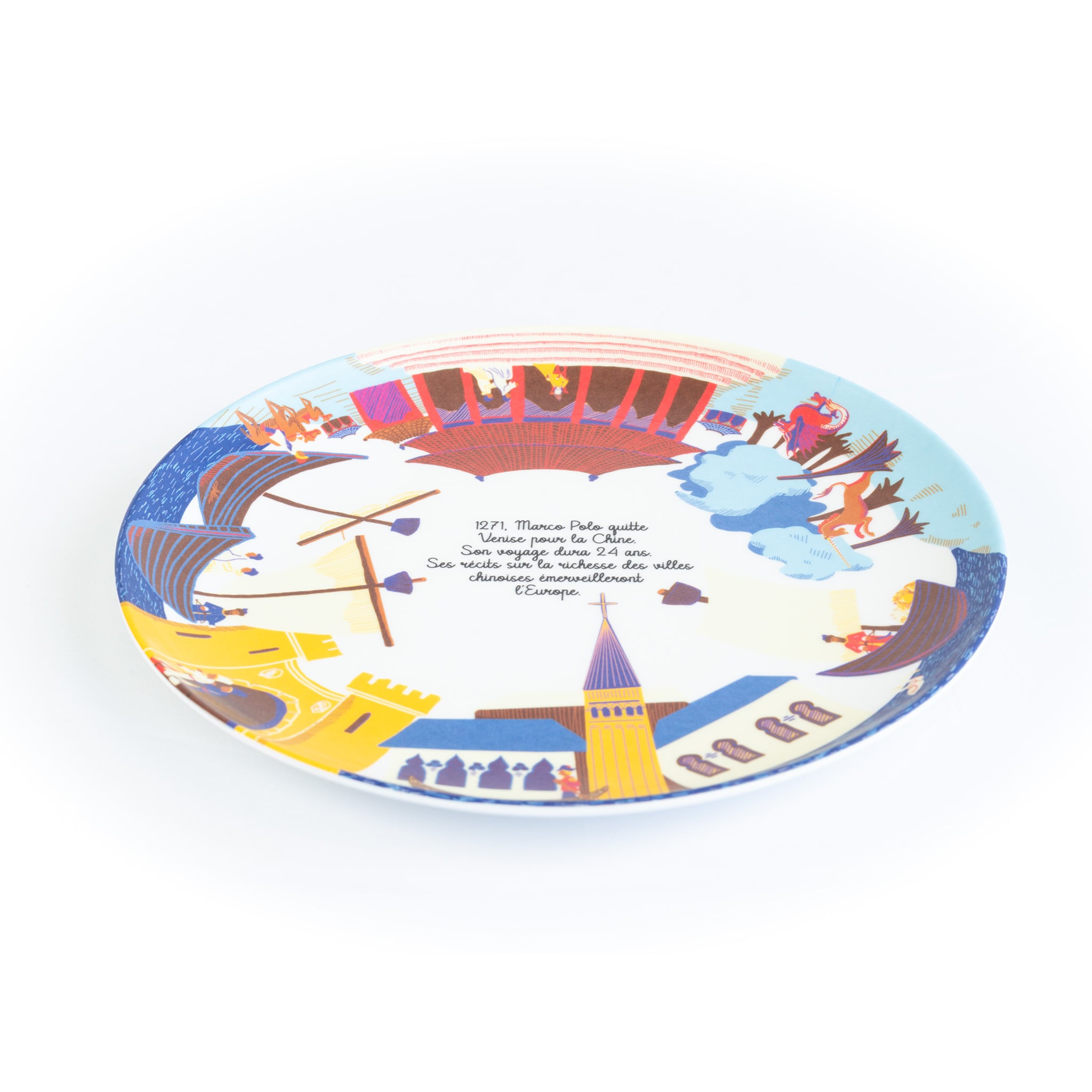 Assiette à dessert en mélamine - Histoire de Marco Polo - Ø 21 cm