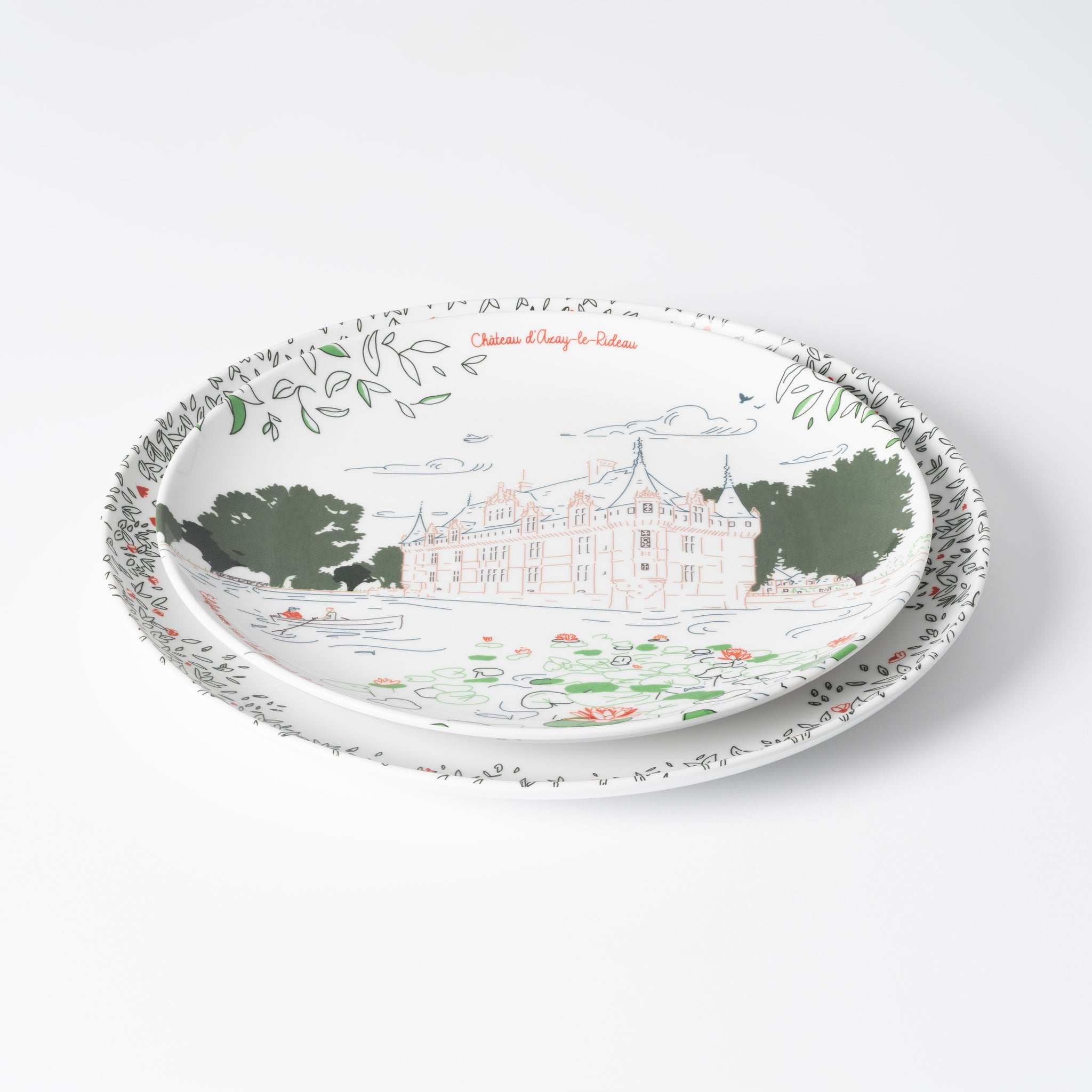Assiette à dessert en mélamine, Château d'Azay-le-Rideau, collection Les Châteaux de la Loire · Ours Blanc Paris