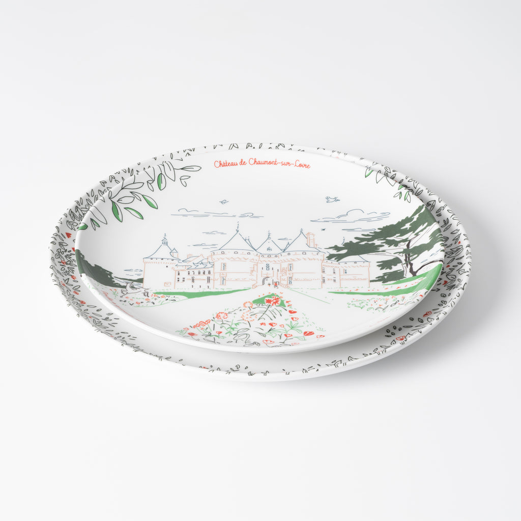 Assiette à dessert en mélamine, Château de Chaumont-sur-Loire, collection Les Châteaux de la Loire · Ours Blanc Paris