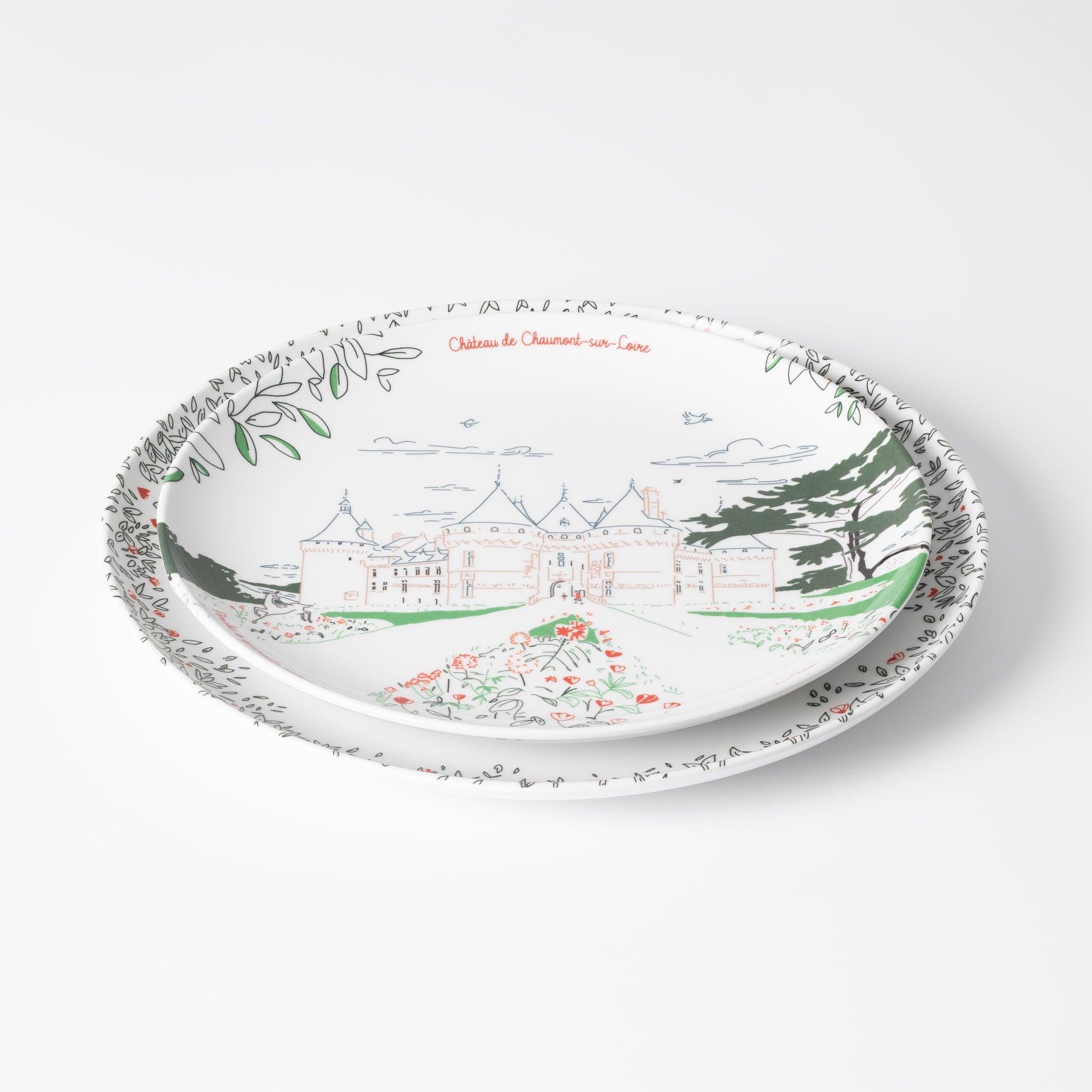 Assiette à dessert en mélamine, Château de Chaumont-sur-Loire, collection Les Châteaux de la Loire · Ours Blanc Paris