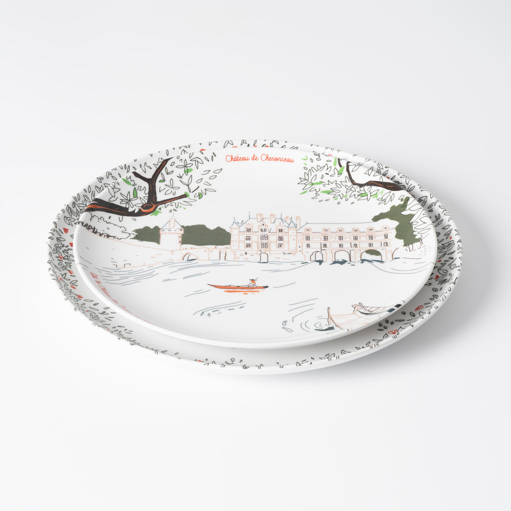 Assiette à dessert en mélamine, Château de Chenonceau, collection Les Châteaux de la Loire · Ours Blanc Paris