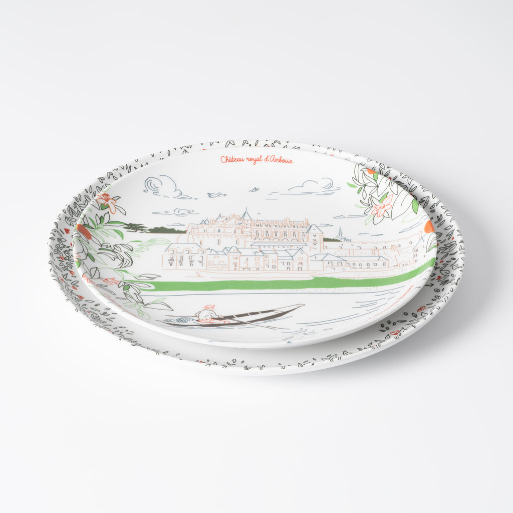 Assiette à dessert en mélamine, Château royal d'Amboise, collection Les Châteaux de la Loire · Ours Blanc Paris
