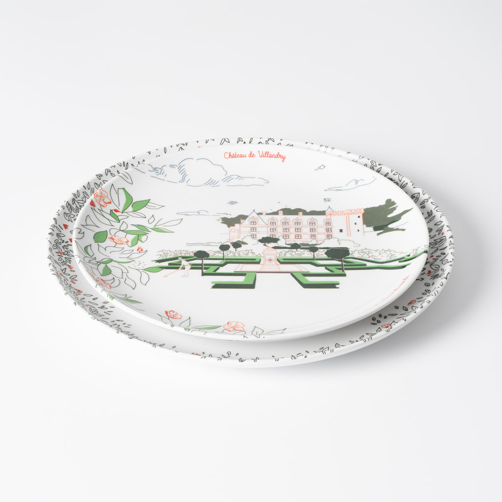 Assiette à dessert en mélamine, Château de Villandry, collection Les Châteaux de la Loire · Ours Blanc Paris