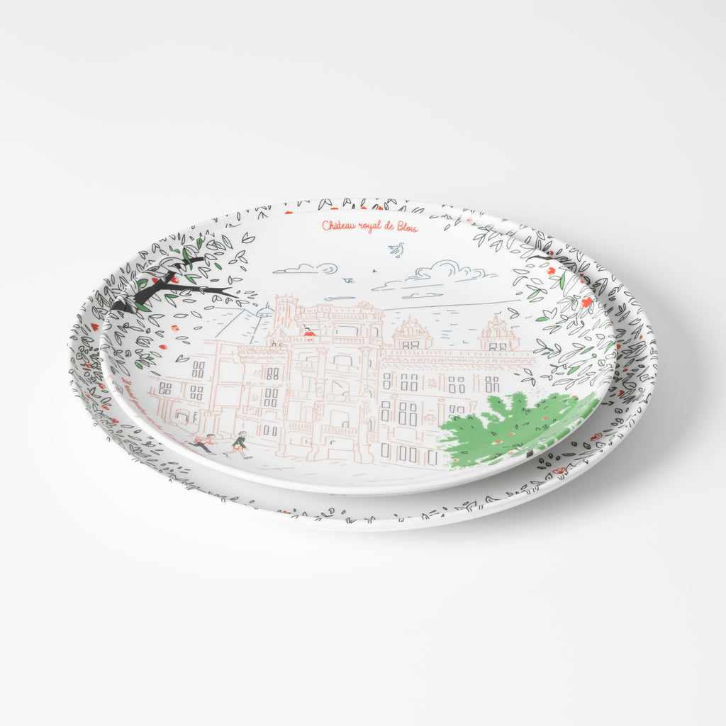 Assiette à dessert en mélamine, Château royal de Blois, collection Les Châteaux de la Loire · Ours Blanc Paris