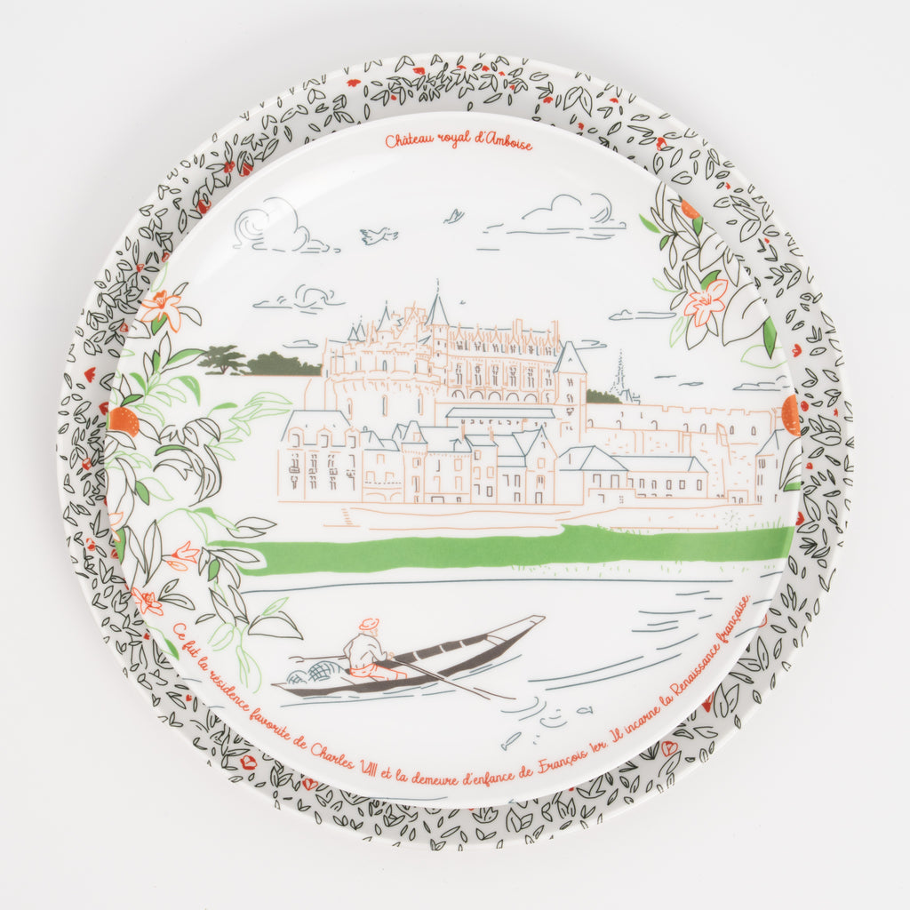 Imparfait · Grande assiette plate en mélamine - Les châteaux de la Loire - Ø 24 cm
