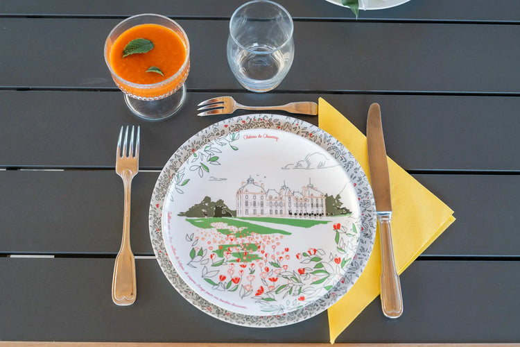 Assiettes à mélamine de 21 cm  fabriqué en Italie - Cheverny - Marque ours Blanc