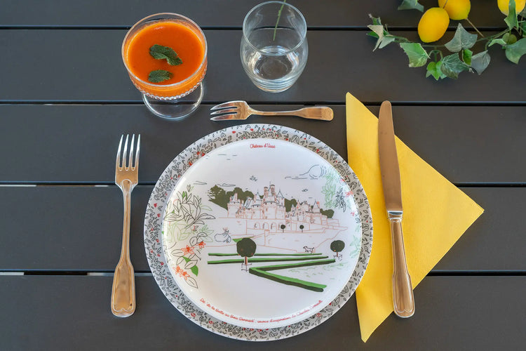 Assiettes à mélamine de 21 cm  fabriqué en Italie - Ussé - Marque Ours Blanc