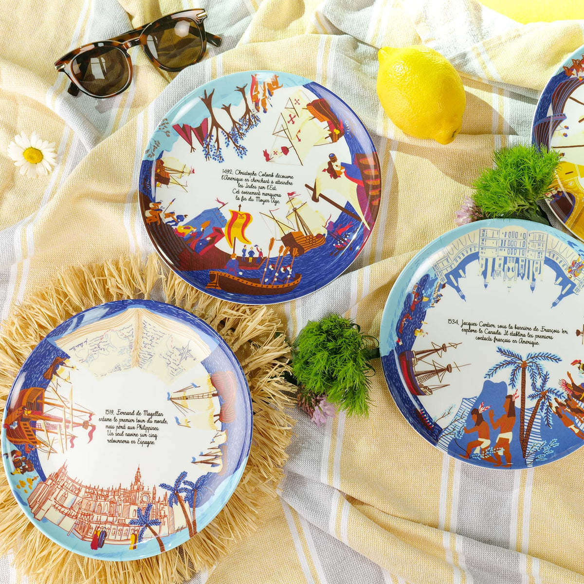 Assiettes en mélamine à la plage