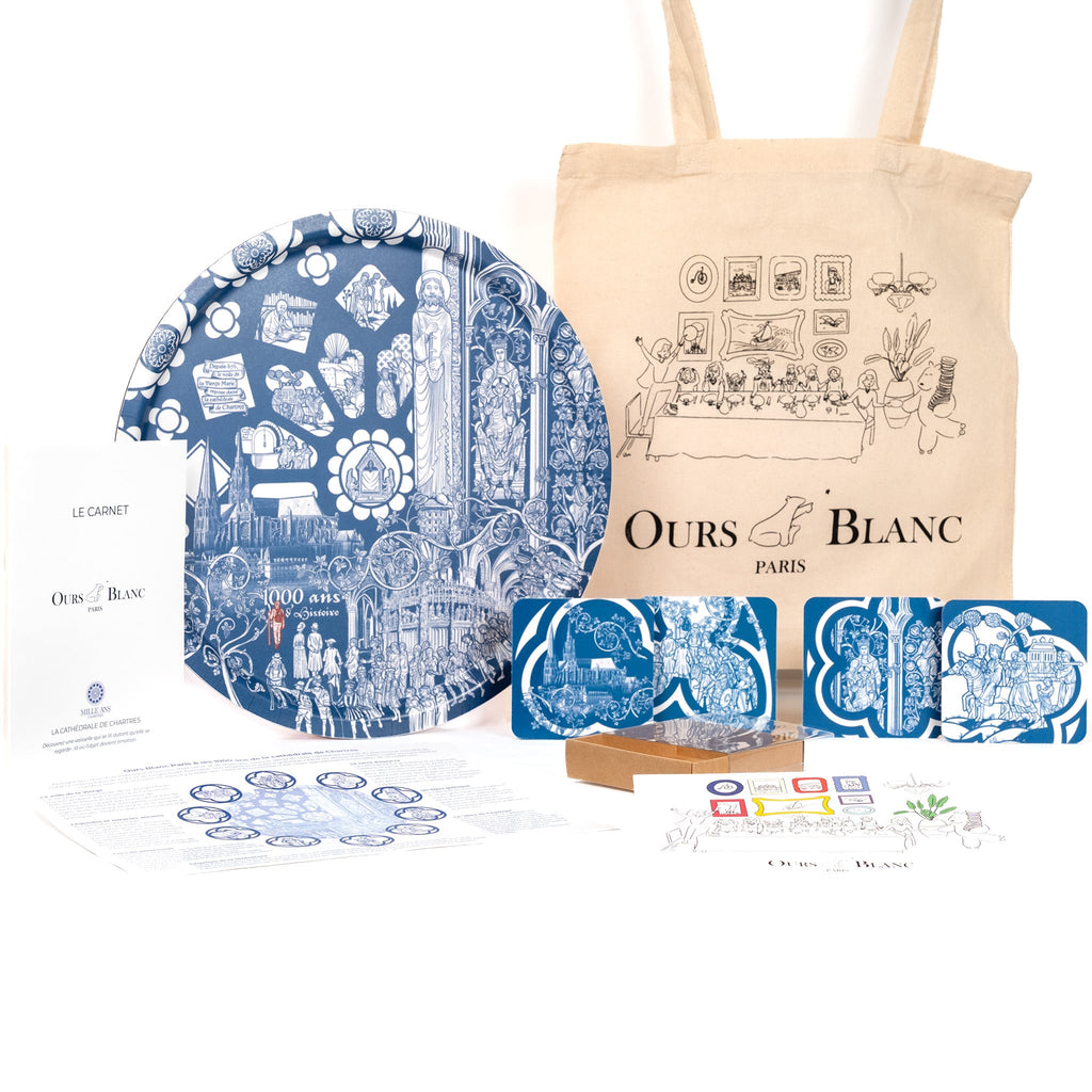 Ensemble complet La cathédrale de Chartres - Plateau & dessous de verre - Édition limitée