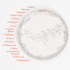 Carte du Val de Loire et de ses châteaux illustrée sur la grande assiette en mélamine · Ours Blanc Paris