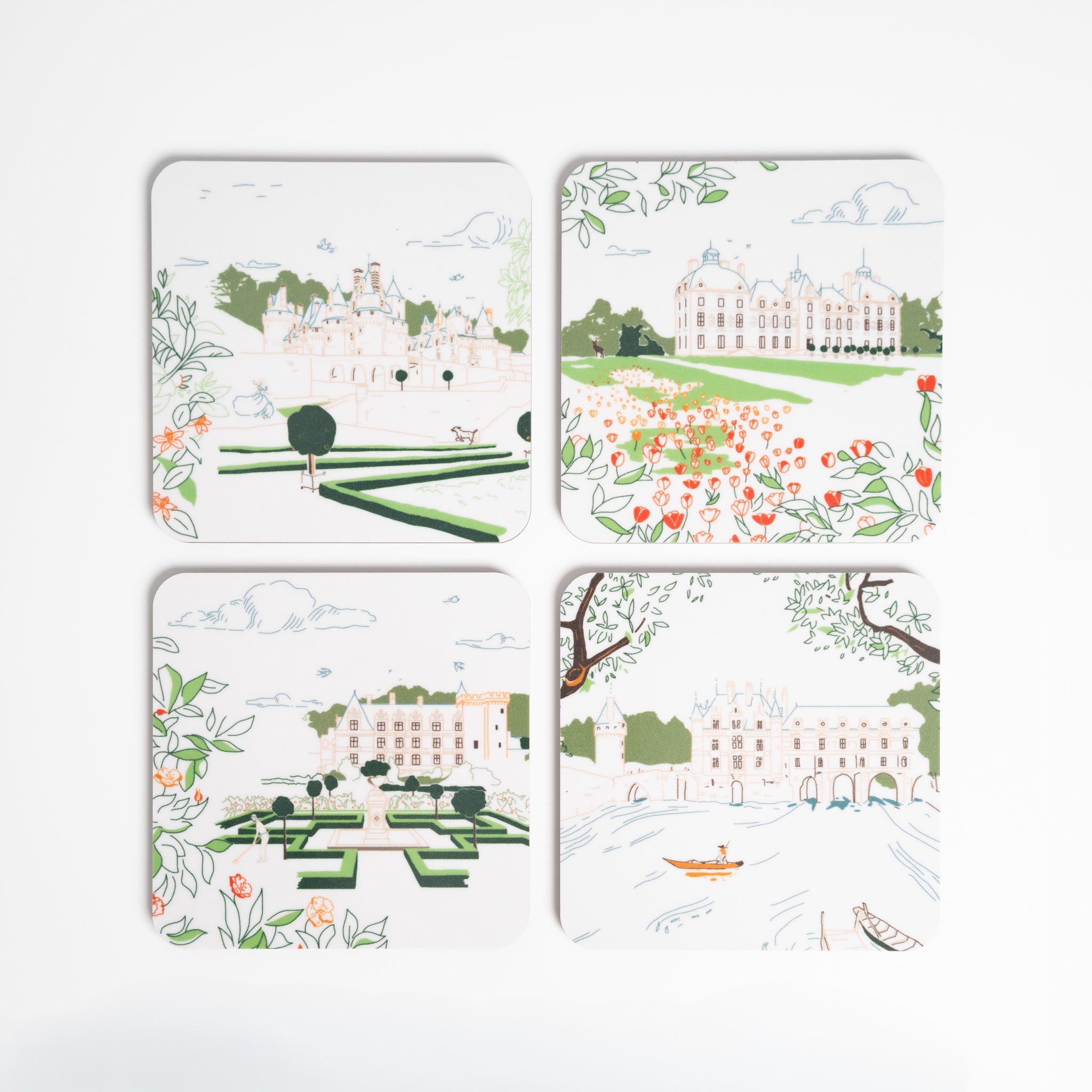 Dessous-de-verre Les Châteaux de la Loire, Boîte 1, fabriqués en France · Ours Blanc Paris