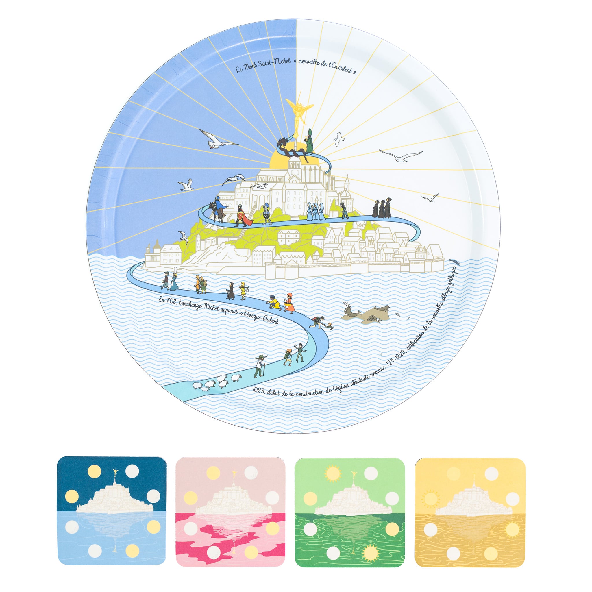Ensemble complet Le Mont Saint-Michel - Plateau & dessous de verre