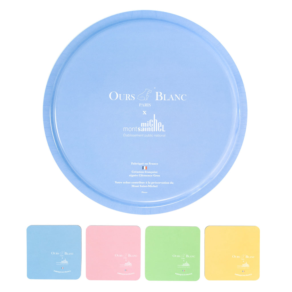 Ensemble complet Le Mont Saint-Michel - Plateau & dessous de verre