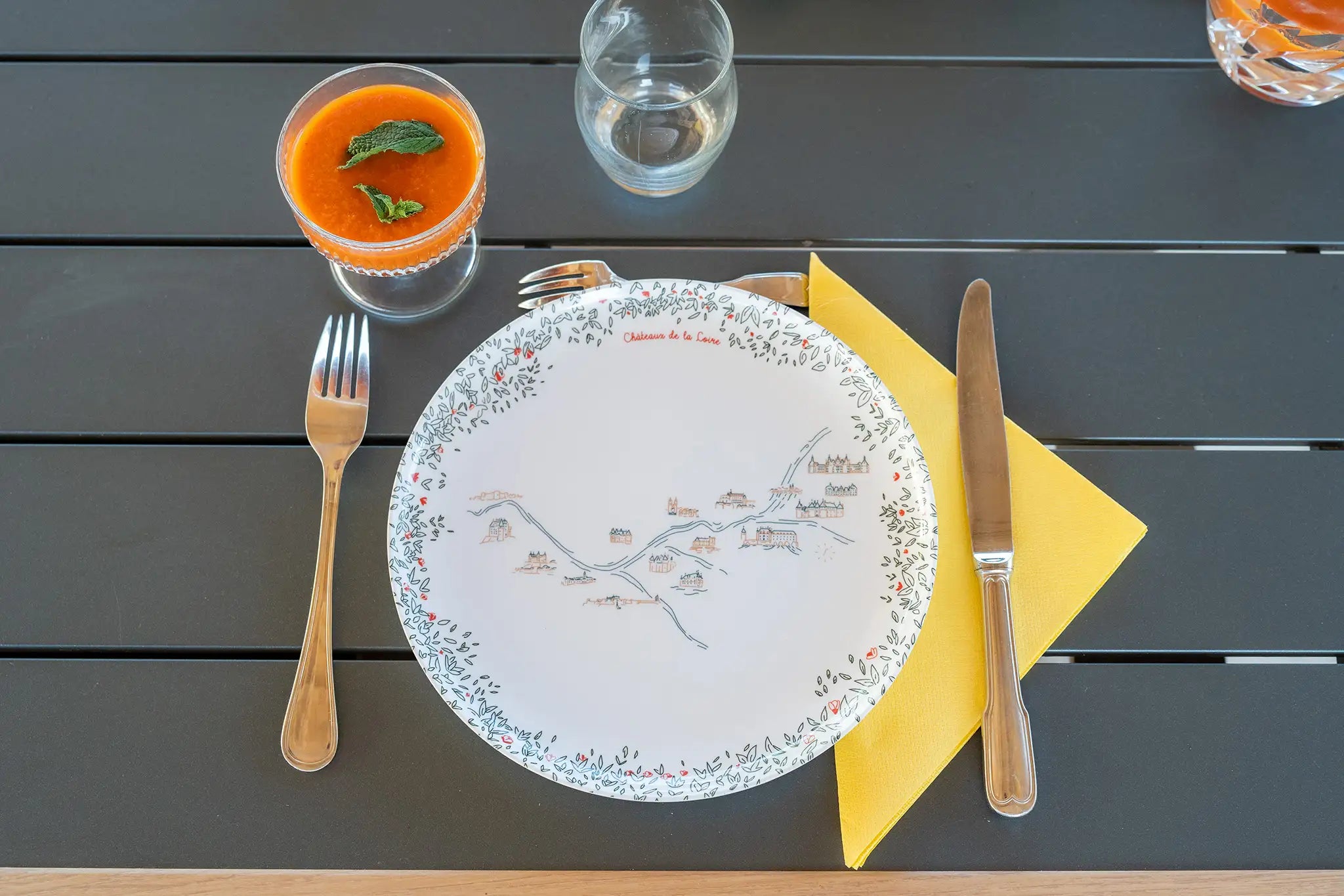 Assiettes à mélamine de 24 cm  fabriqué en Italie - Les châteaux de la loire