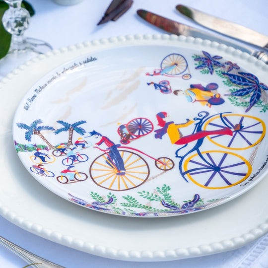 Assiette en mélamine sur l'histoire du vélo