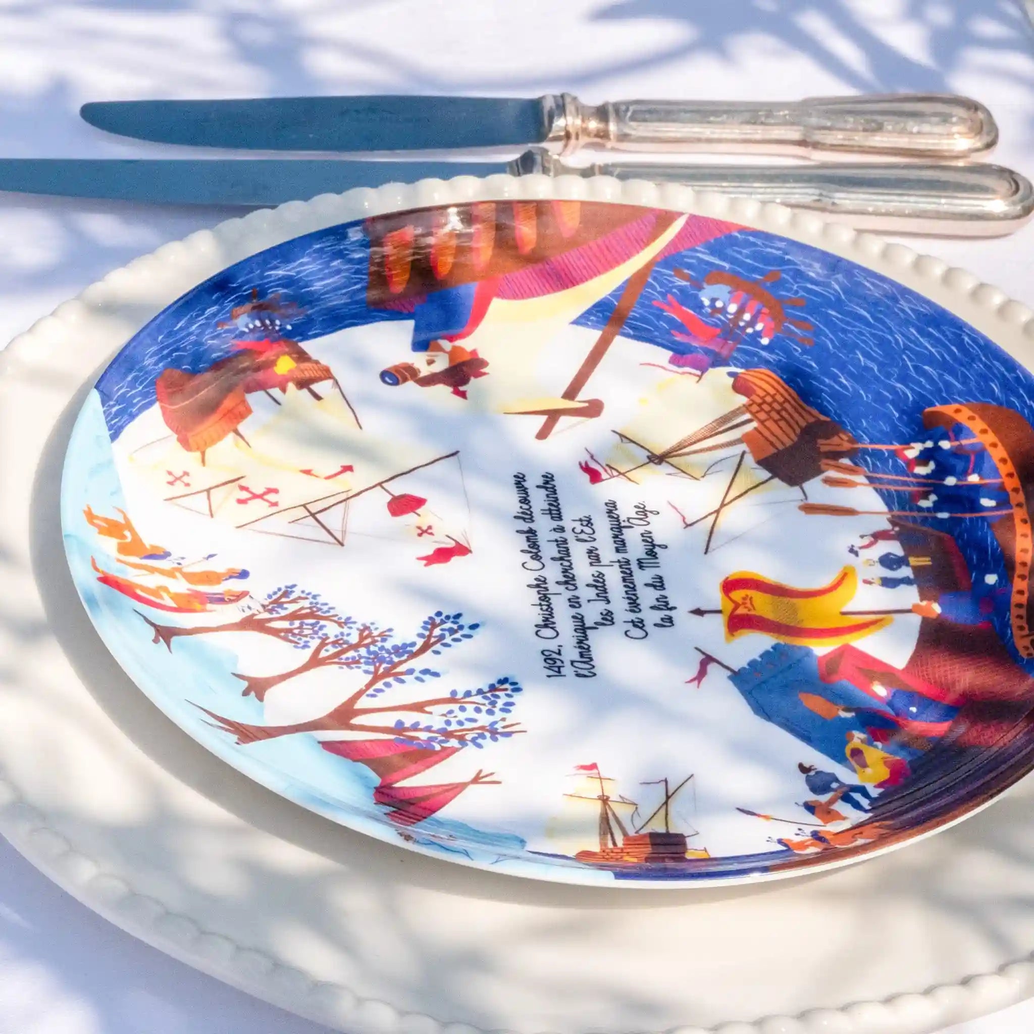 Assiette en mélamine sur l'histoire Christophe Colomb