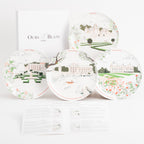 Coffret 1 de 4 assiettes à dessert en mélamine Les Châteaux de la Loire · Ours Blanc Paris