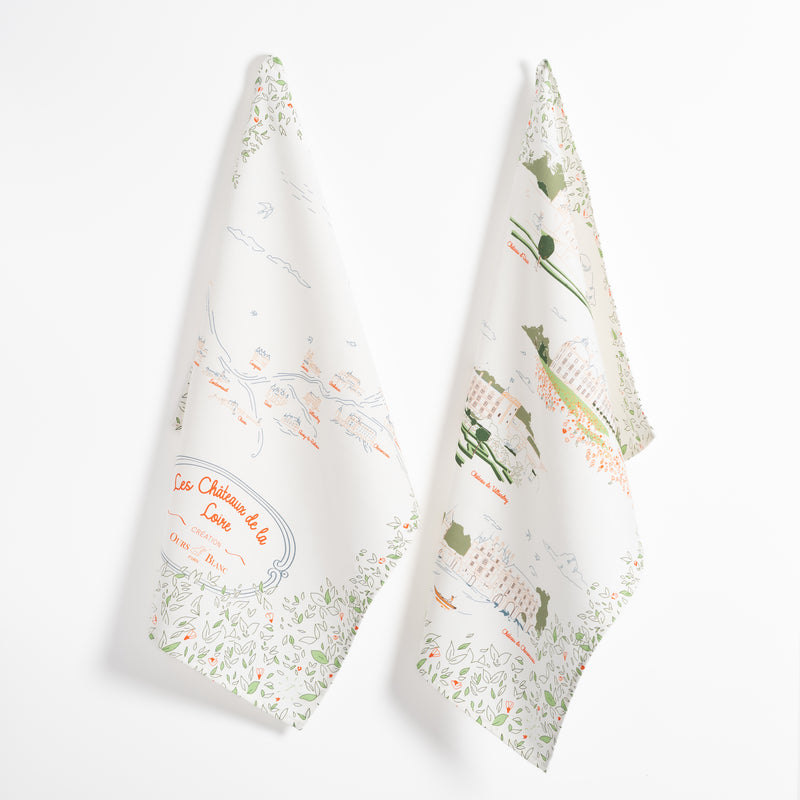 Lot de 2 torchons en coton Les Châteaux de la Loire, fabriqués en France · Ours Blanc Paris