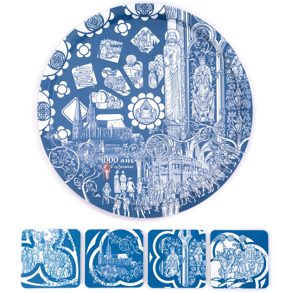 Ensemble complet La cathédrale de Chartres - Plateau & dessous de verre - Édition limitée