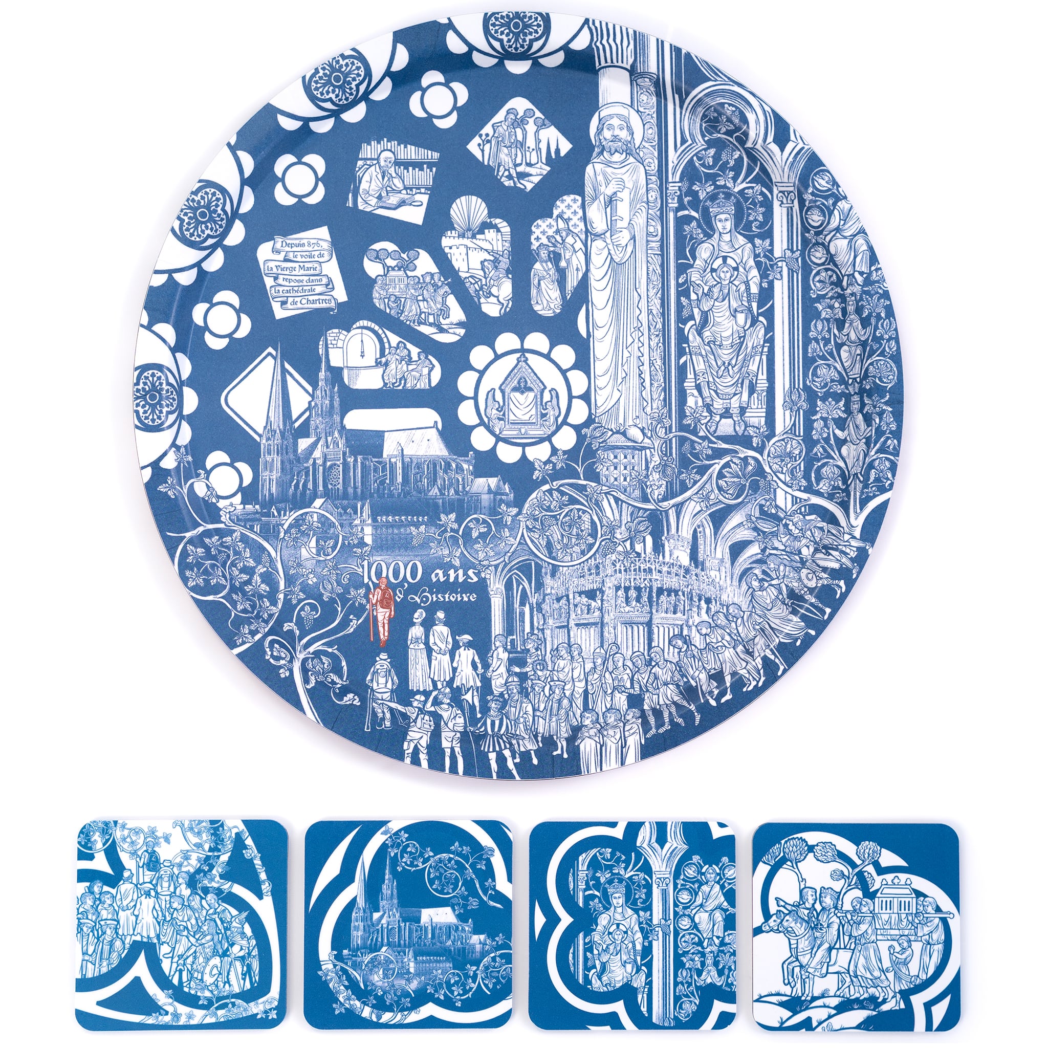 Ensemble complet La cathédrale de Chartres - Plateau & dessous de verre - Édition limitée