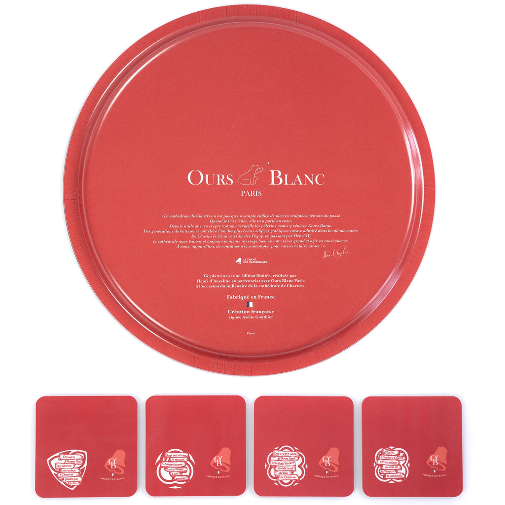 Ensemble complet La cathédrale de Chartres - Plateau & dessous de verre - Édition limitée