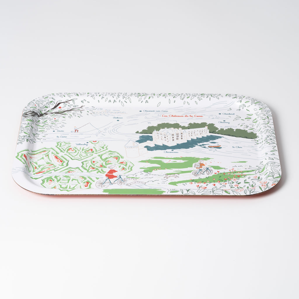 Plateau Les Châteaux de la Loire 37 × 28 cm, illustration du Val de Loire · Ours Blanc Paris