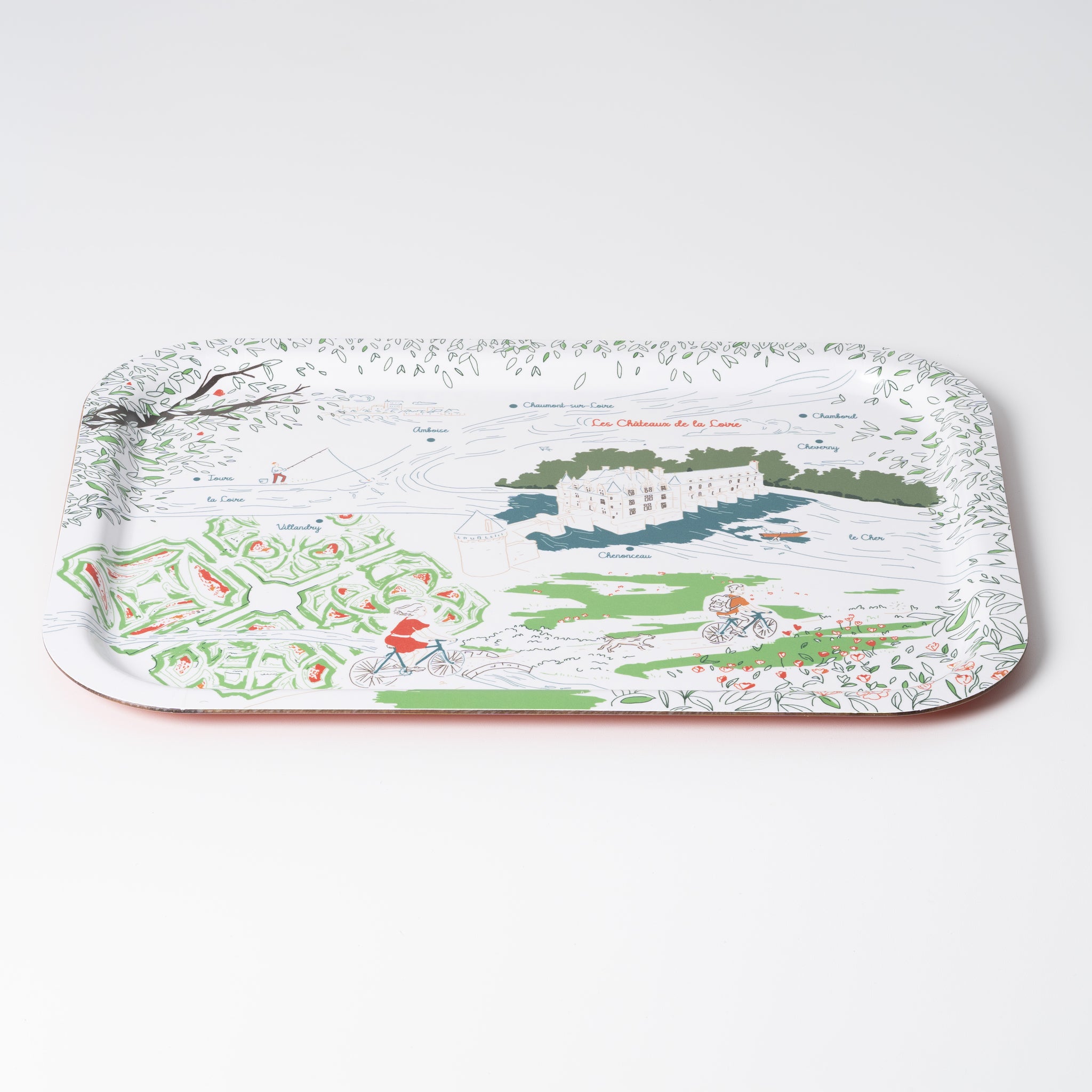 Plateau Les Châteaux de la Loire 37 × 28 cm, illustration du Val de Loire · Ours Blanc Paris