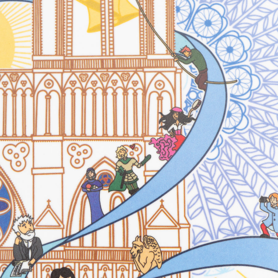 Détail du plateau Notre-Dame de Paris : les personnages du roman de Victor Hugo paru en 1831, dont Quasimodo · Ours Blanc Paris